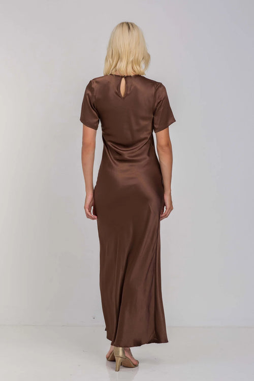 Shop Falling In Love Chocolate SS Satin Maxi Dress | Flo & Frankie Shop Falling In Love Chocolate SS Satin Maxi Dress | Flo & Frankie
