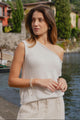 Fallow Ivory Off Shoulder Sleeveless Knit Top