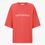 red oversized tee shirt