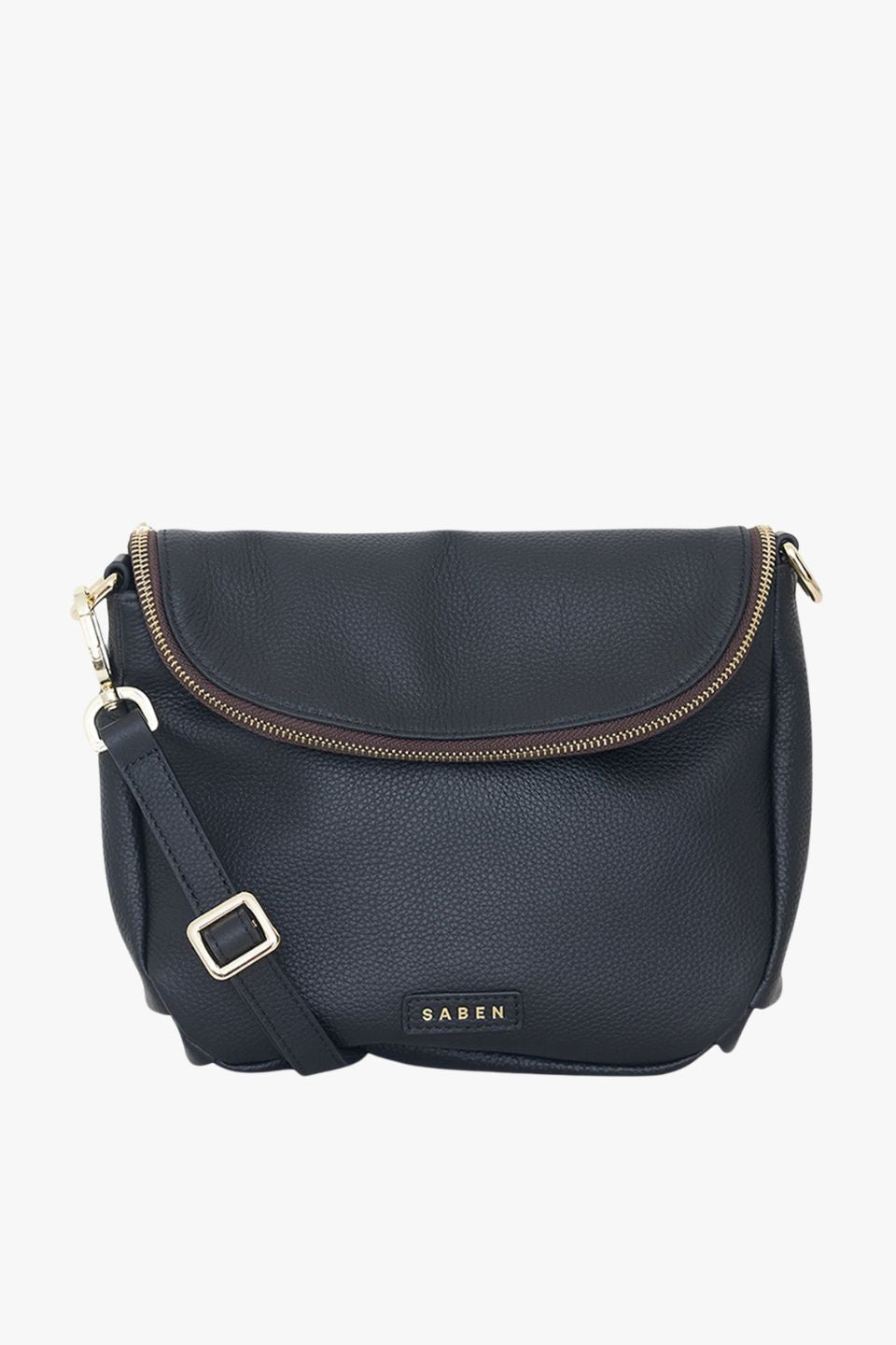 FiFi Black Fold Over Leather Shoulder Bag