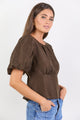 Finali Chocolate Puff Short Sleeve Top
