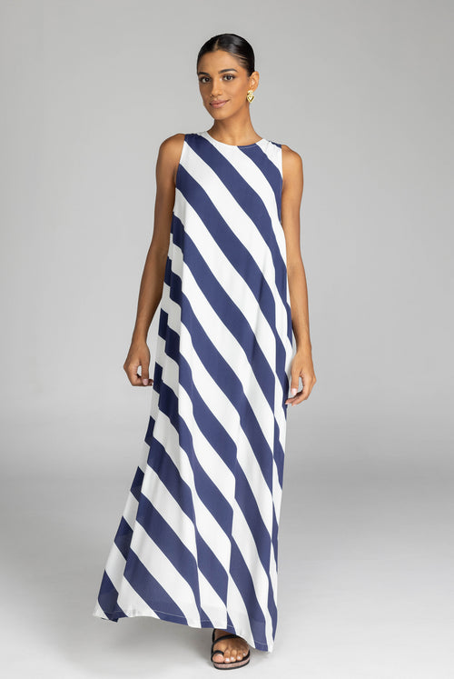 Shop Finally Here Navy White Diagonal Stripe Sleeveless Maxi Dress | F Shop Finally Here Navy White Diagonal Stripe Sleeveless Maxi Dress | F