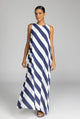 Finally Here Navy White Diagonal Stripe Sleeveless Maxi Dress