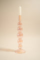 Five Bubble Pearl Pink 30cm Glass Taper Candle Holder