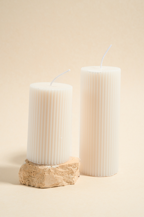 ribbed white candle