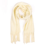 Lemon yellow coloured scarf on a white background