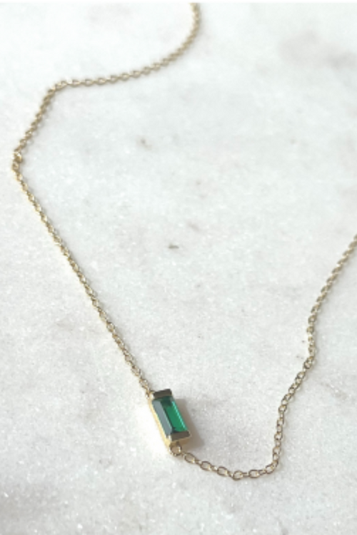 Emerald Baguette Gold Necklace EOL ACC Jewellery Lindi Kingi   