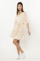 Flourish White Lilac Daisy Puff Sleeve Mini Dress