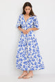 Fluent Blue Lotus Flutter Sleeve Tiered Maxi Dress