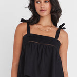 Fluid Black Linen Reversible Tie Shoulder Cami WW Top Among the Brave   