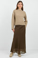 Sahara Chocolate Luxe Linen Blend Bias Maxi Skirt