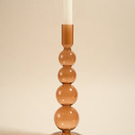 brown glass candle holder