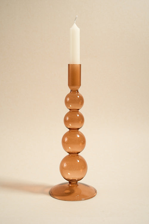 brown glass candle holder