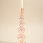 pink glass candle holder