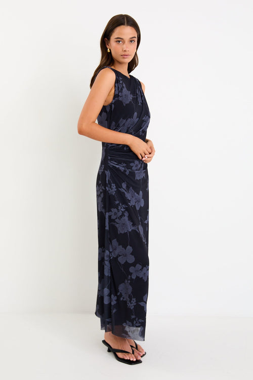 floral mesh dress Shop Frame Midnight Floral Mesh Sleeveless Maxi Dress