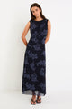 Frame Midnight Floral Mesh Sleeveless Maxi Dress