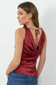 Fruitful Paprika Satin Tie Back Bias Slip Top