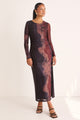 Gallery Chocolate Smoke Mesh LS Maxi Dress