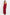 Woman wearing a burgundy evening gown on a white background