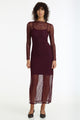 Gigi Burgundy Veil Lace LS Maxi Dress