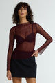 Gigi Burgundy Veil Lace LS Top