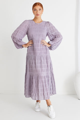 Purple Long Sleeve Maxi Dress