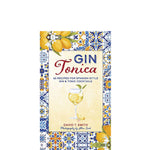 Book cover of 'Gin Tonica' with a colorful design and lemon illustration on a white background