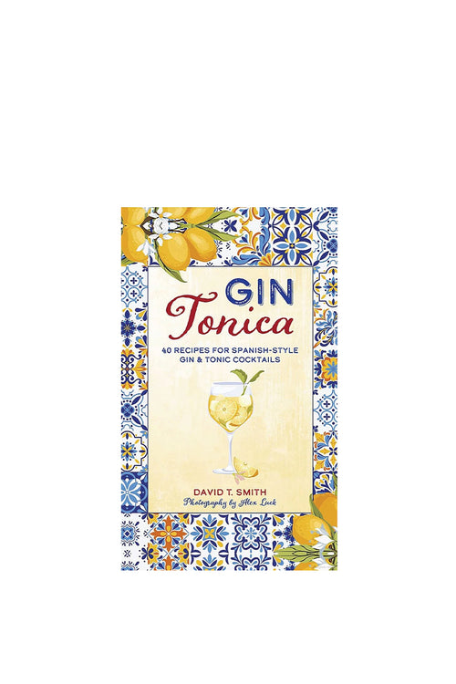 Book cover of 'Gin Tonica' with a colorful design and lemon illustration on a white background