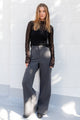 Zoey Charcoal Tailored High Rise Wide Leg Pocket Pants