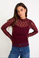 Giving Burgundy Lace Long Sleeve Top