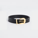Gold Buckle Black Leather Belt