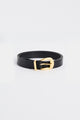 Gold Buckle Black Leather Belt