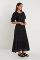 Gratitude Black Bubble SS Tiered Maxi Dress