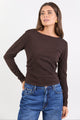 Groove Chocolate Long Sleeve Knit Top