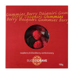 Raspberry and Blackberry flavoured gummies covered in a crunch