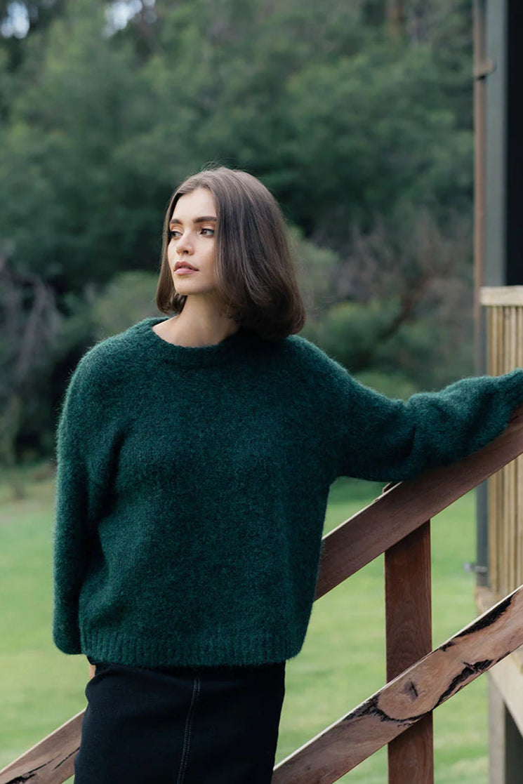 Shop Neve Forest Green Knit Jumper Flo Frankie