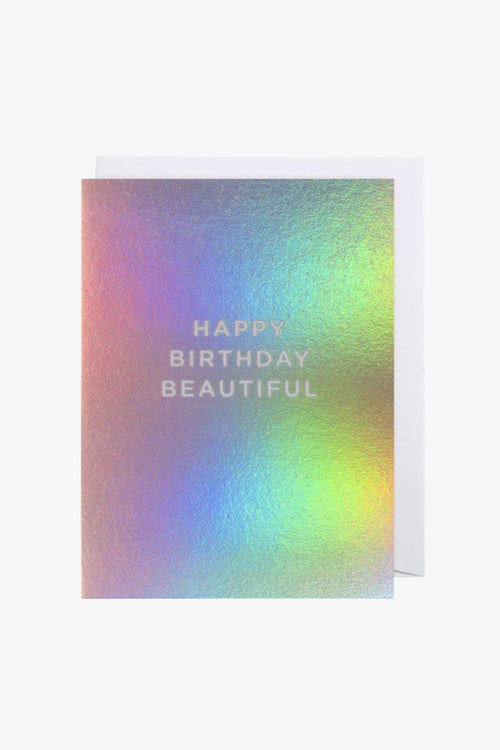 Happy Birthday Beautiful Silver Small Greeting Card HW Greeting Cards Oxted   