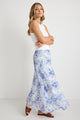 Haven Blue Floral Bias Cut Floaty Maxi Skirt