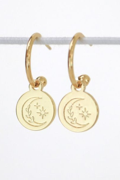 Heavenly 18k Gold Plate Circle Pendant Hoop Earrings ACC Jewellery Love Lunamei   