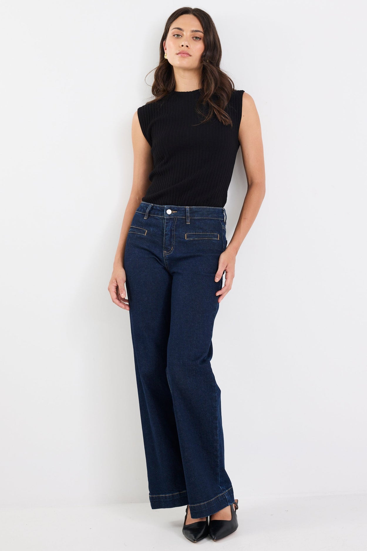 Concert Indigo Mid Rise Wide Leg Welt Po | Flo & Frankie
