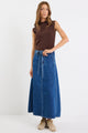 Dockside Storm Blue Denim Tie Front Maxi Skirt