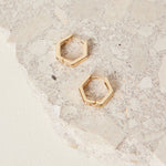 Hexagonal Gold Hoop Earring