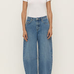 High Rise Classic Blue Barrel Jean