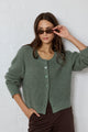 Highlight Sage Mohair Blend Crewneck Cardigan