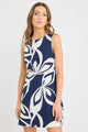 Holiday Navy Cutout Print Sleeveless Mini Dress