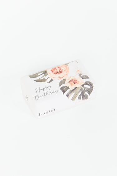 Rose + Leaves White Happy Birthday Soap