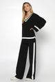 Varsity Black Knit Pant