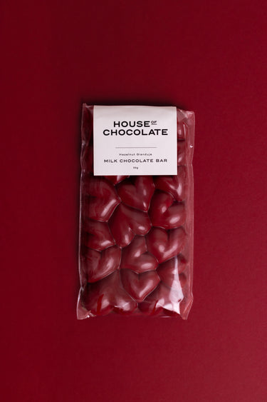 Hazelnut Gianduja Red Heart Milk Chocolate Bar