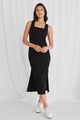 Idol Black Rib Square Neck Dress