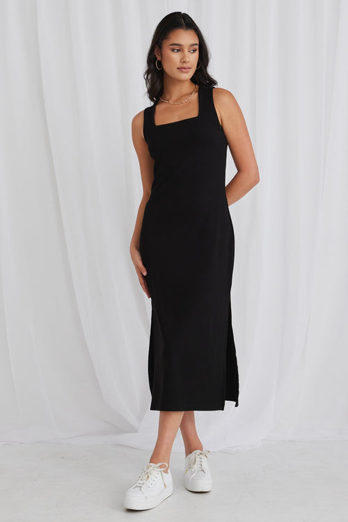 Black Mini Dress - Pleated Bodycon Dress - Square Neck Dress - Lulus